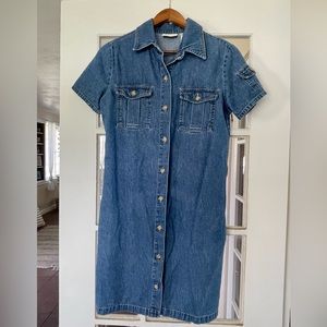 VINTAGE Faded Glory Denim Button Up Dress